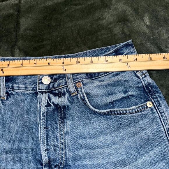 Free People We The Free Cut-Off Shorts Womens 27 Blue Denim Mid Rise Raw Hem - Picture 7 of 9